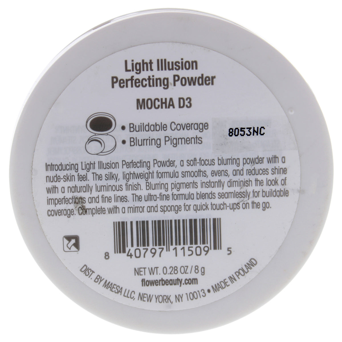 Light Illusion Perfecting Face Powder - D3 Mocha, Soft Focus Makeup, 0.28 oz