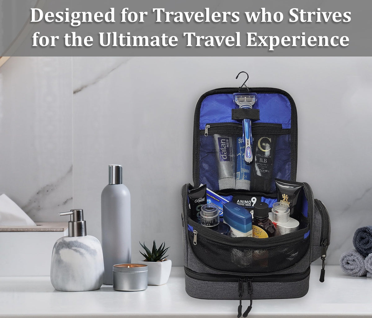 Men's Water-Resistant Hanging Toiletry Bag - Rugged Travel Organizer
