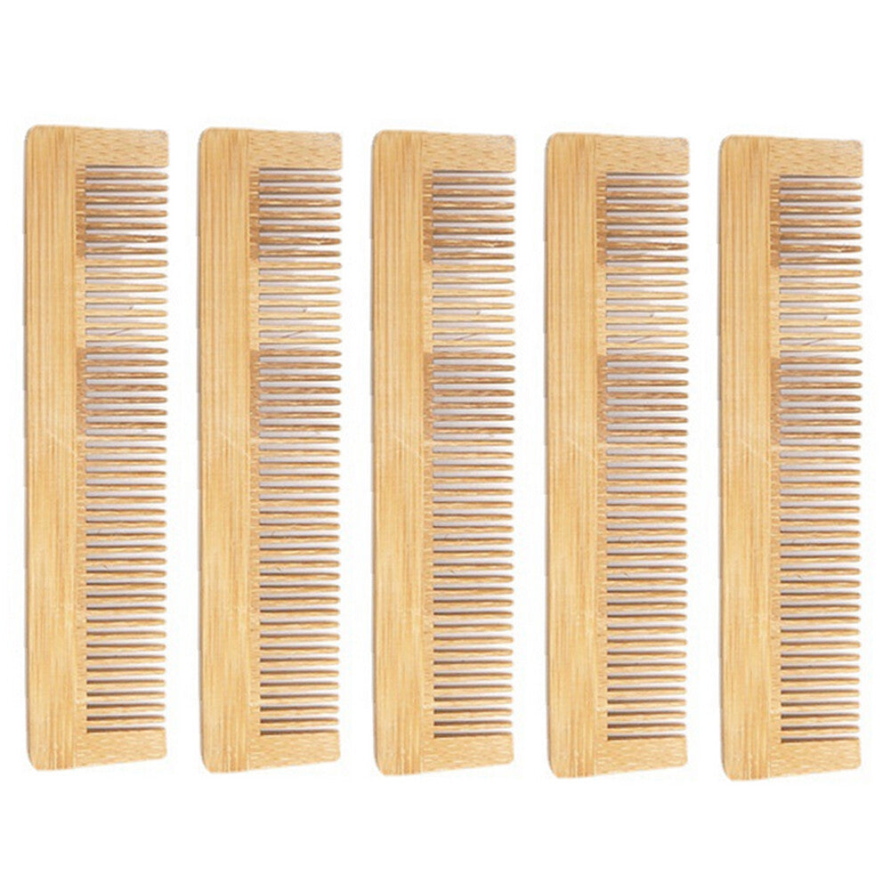 Wooden Comb Bamboo Hair and Beard Comb Natural Anti-Static 5-Pack