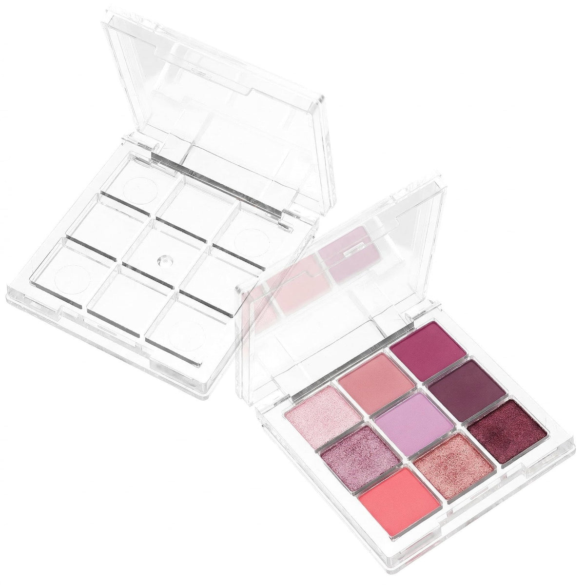 Empty Makeup Palette Depotting Case Set - 2 Pcs 9-Grid Transparent