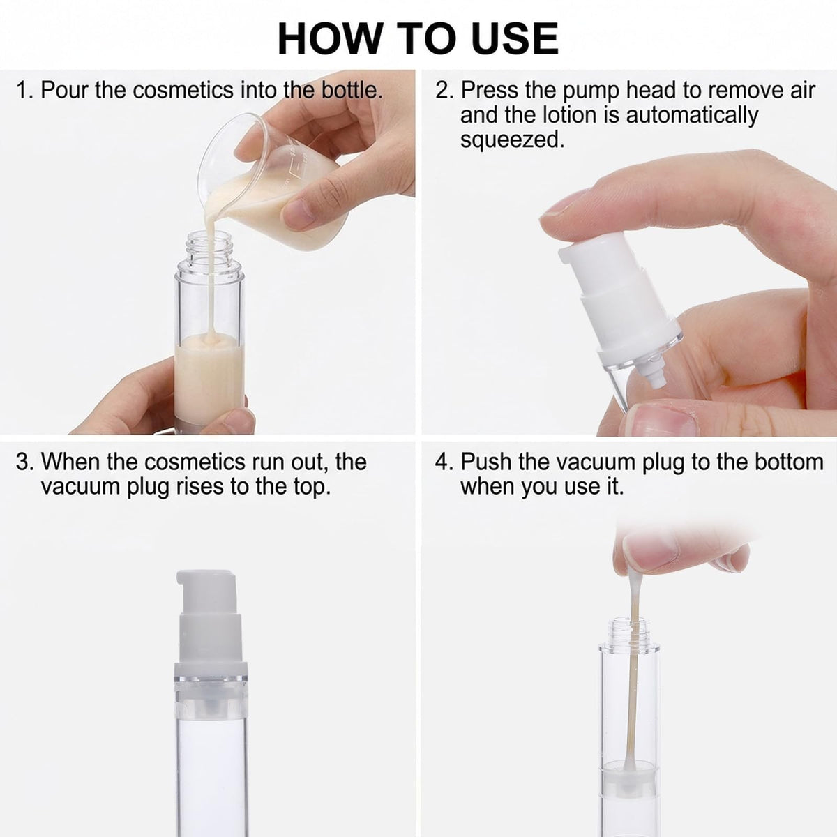 6pcs Travel Airless Pump Bottles Set - Refillable Cosmetic Dispensers