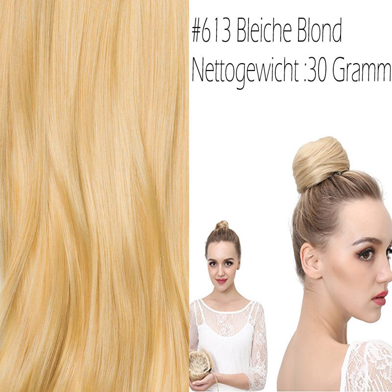 Clip-In Human Hair Bun Extensions Curly & Straight | Messy Hair Piece