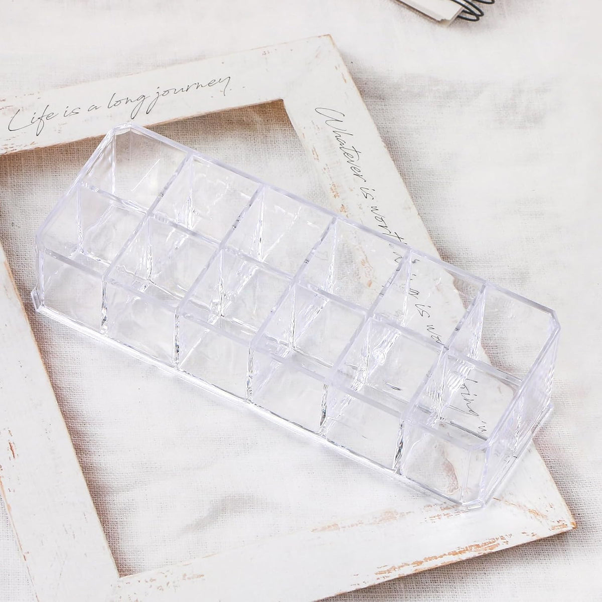 Acrylic Lipstick Organizer Case - 12 Slots Cosmetic Storage Box