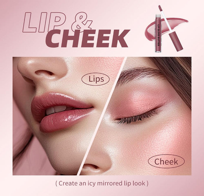 Pink Light Brown Honey Tinted Lip Gloss Set - Nourishing Hydrating Lip Plumper
