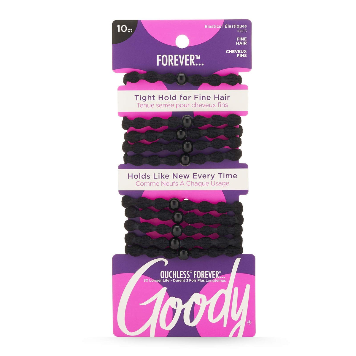Goody Ouchless Forever Fine Hair Elastics - 10 Count (Pack of 1),