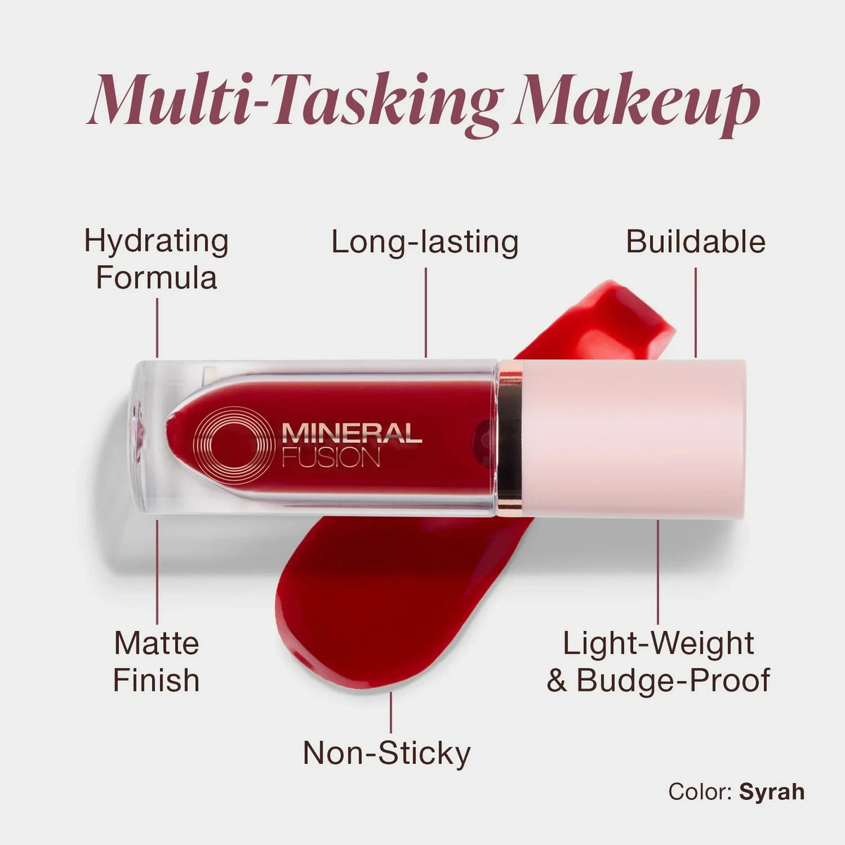 Mineral Fusion Lip & Cheek Stain Syrah 3 Pack - Matte, Hydrating Natural Color