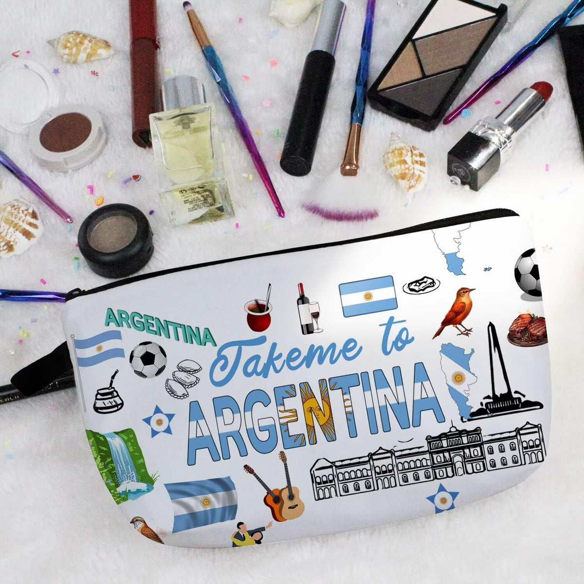 Luggage & Bags Small Cosmetic Makeup Bag Travel Organizer - Argentina Design