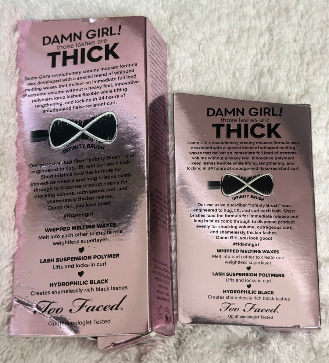 Too Faced Damn Girl 24 Hour Mascara Set - Full & Mini Sizes Black