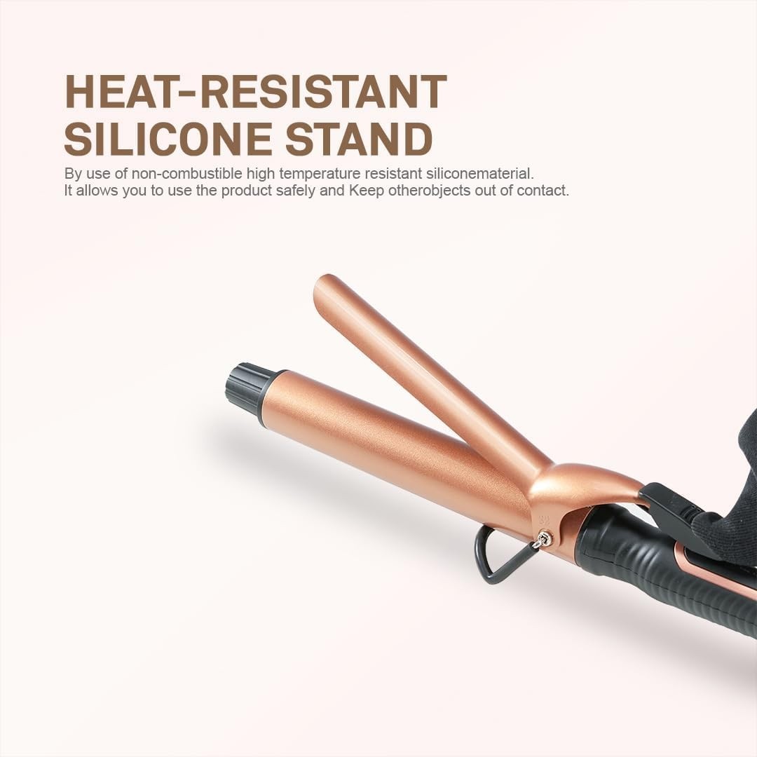 Caliber Professional Inno Heat Curling Iron 1 Inch Adjustable Temp LED Display Rose Gold