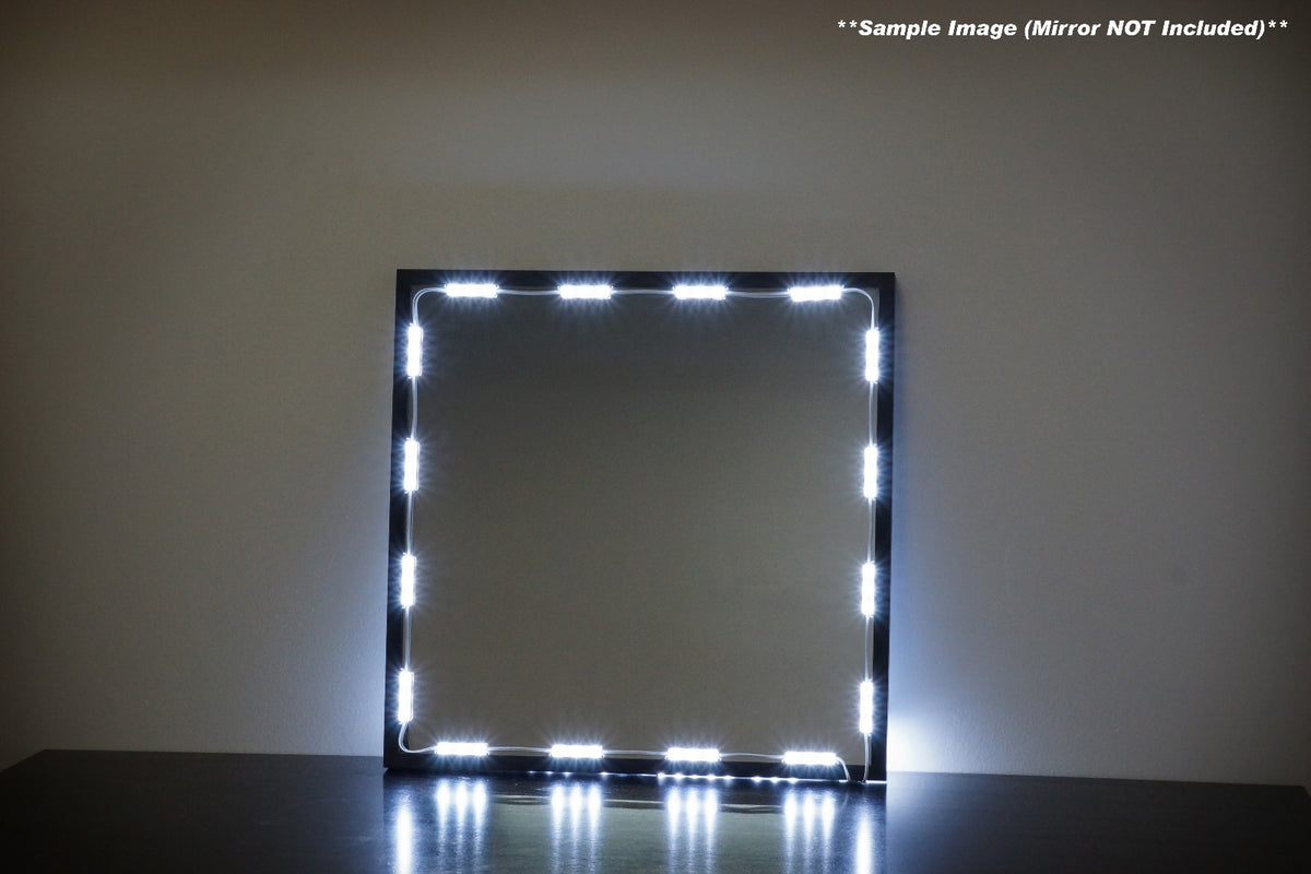 Hollywood Style LED Makeup Mirror Light Kit - Slim Cool White 12ft