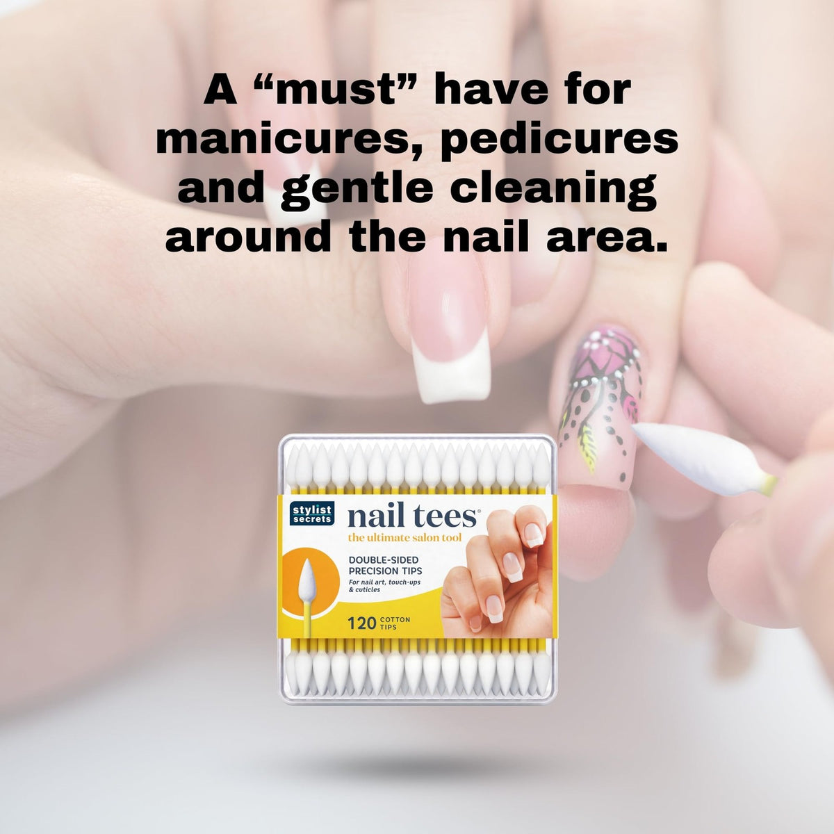 Nail Tips Cotton Swabs 120 Count Dual-Point Applicators for Manicure & Pedicure