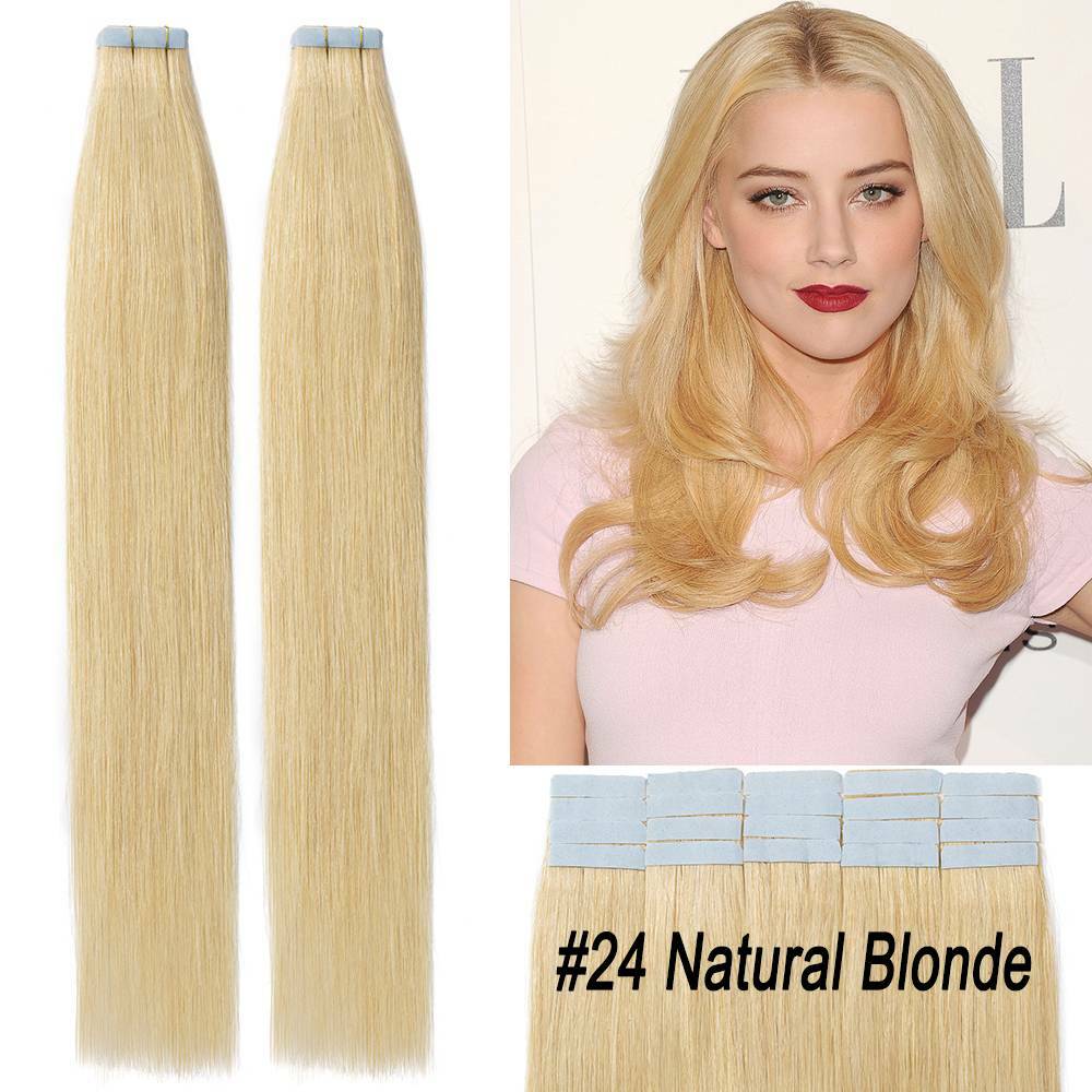 Thick Tape in Remy Human Hair Extensions Invisible Skin Weft Full Head