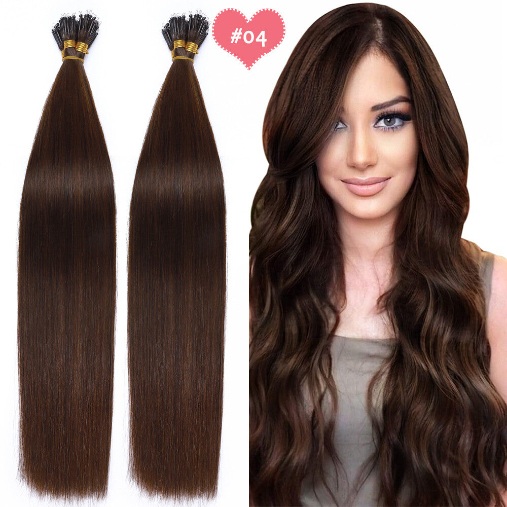 Beads Hair Extensions Nano Bean Remy Micro Loop Link I Tip - Multiple Colors & Lengths