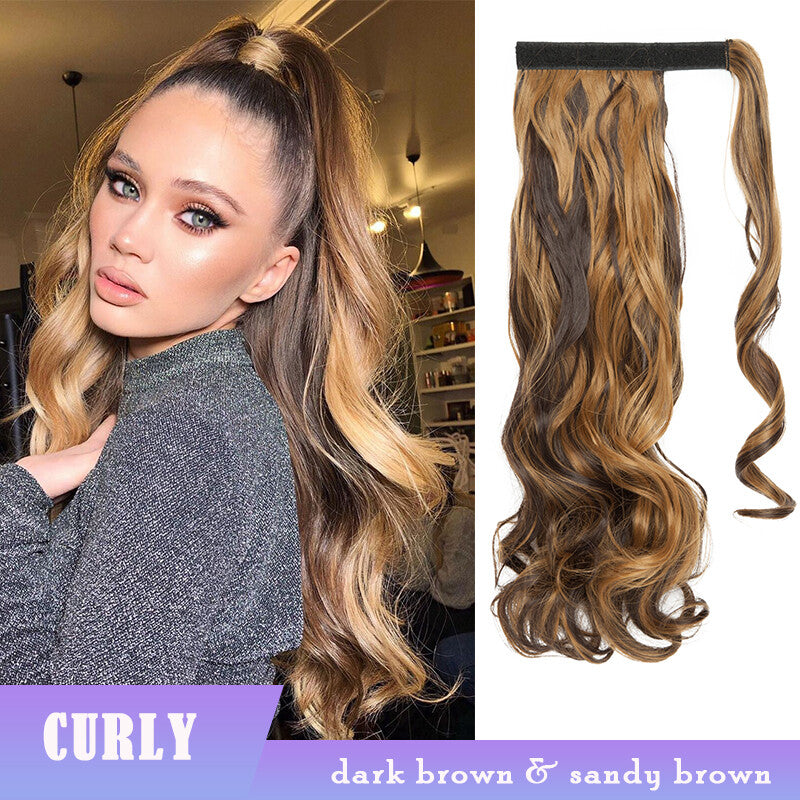 Thick Clip-In Ponytail Hair Extension - Fake Human Hair, Wavy & Straight