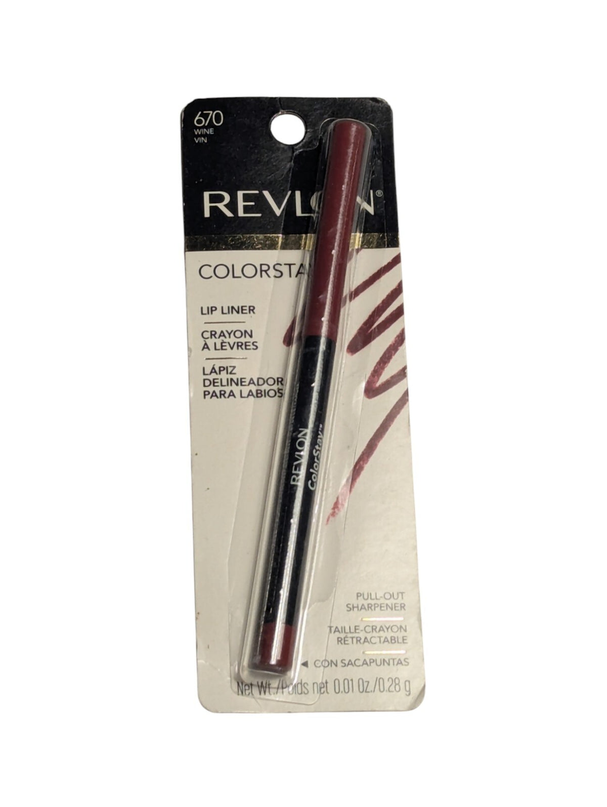 Revlon ColorStay Lipliner - 670 Wine, Long-Lasting Lip Pencil, Sealed