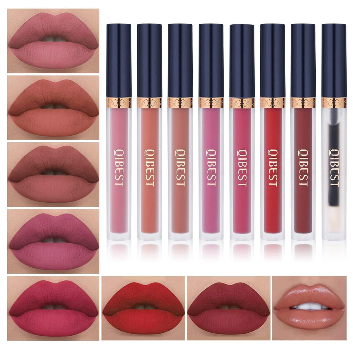 Liquid Lipstick Set 8 Colors Matte Lip Gloss & Lip Plumper - Long Lasting