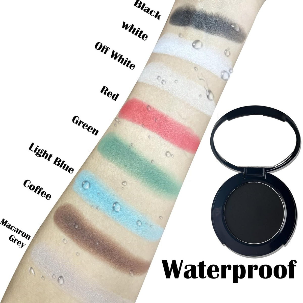 Black Matte Single Eyeshadow with Mirror - Long-Lasting, Buildable Makeup