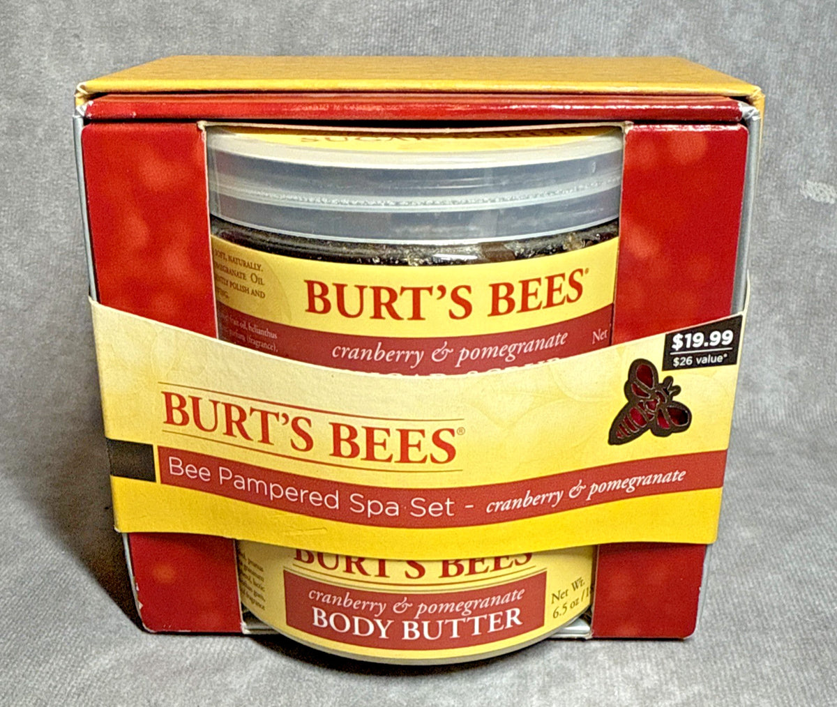 Burt's Bees Cranberry & Pomegranate Sugar Scrub Body Butter Set 8oz