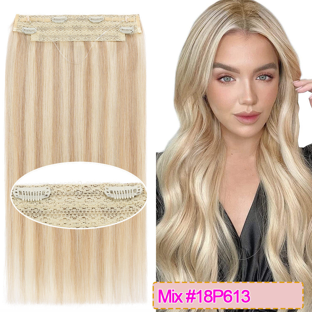 Invisible Wire Clip-In Hair Extensions - 100% Remy Human Hair, Easy to Wear