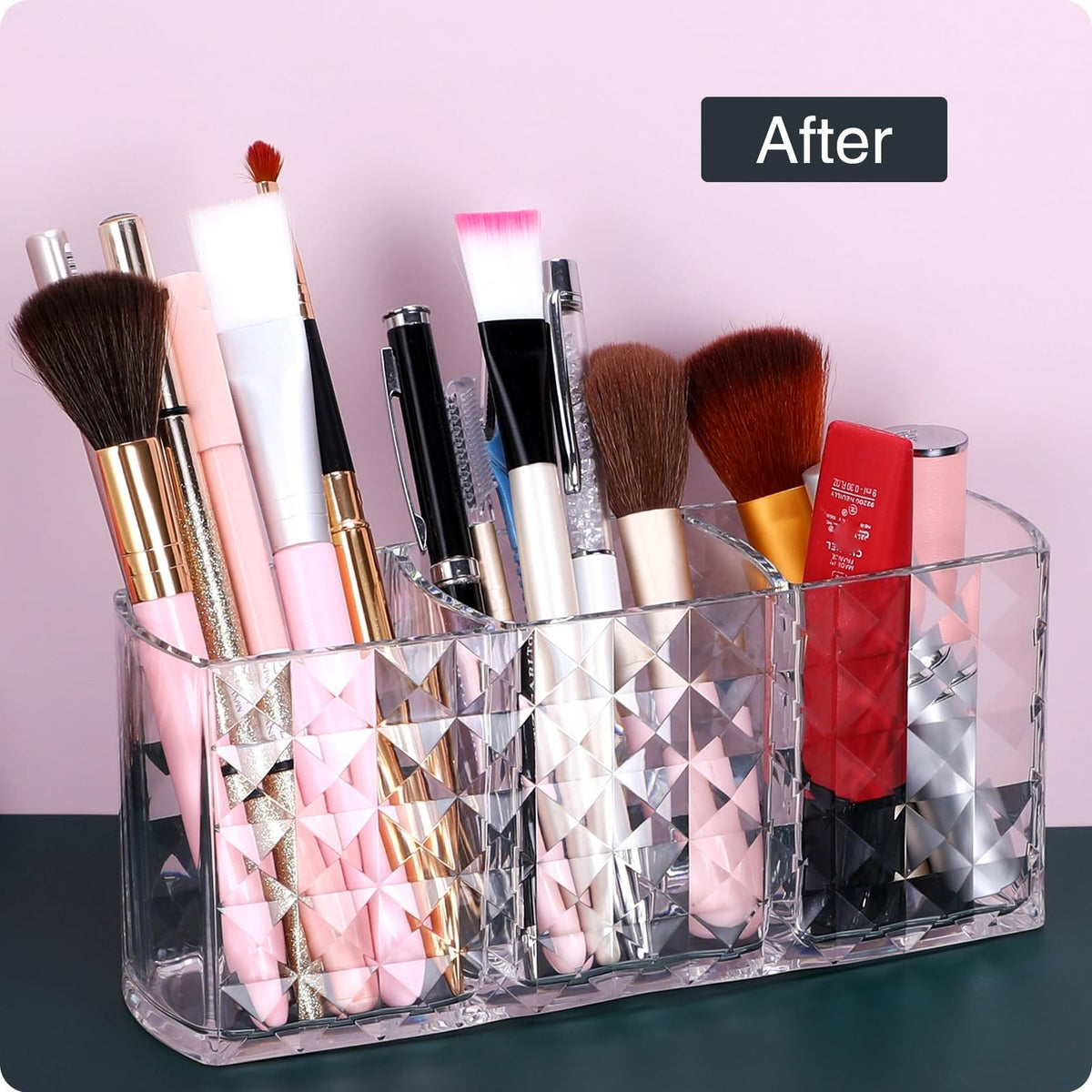 Acrylic Makeup Brush Holder Organizer for Vanity, Small Clear Storage