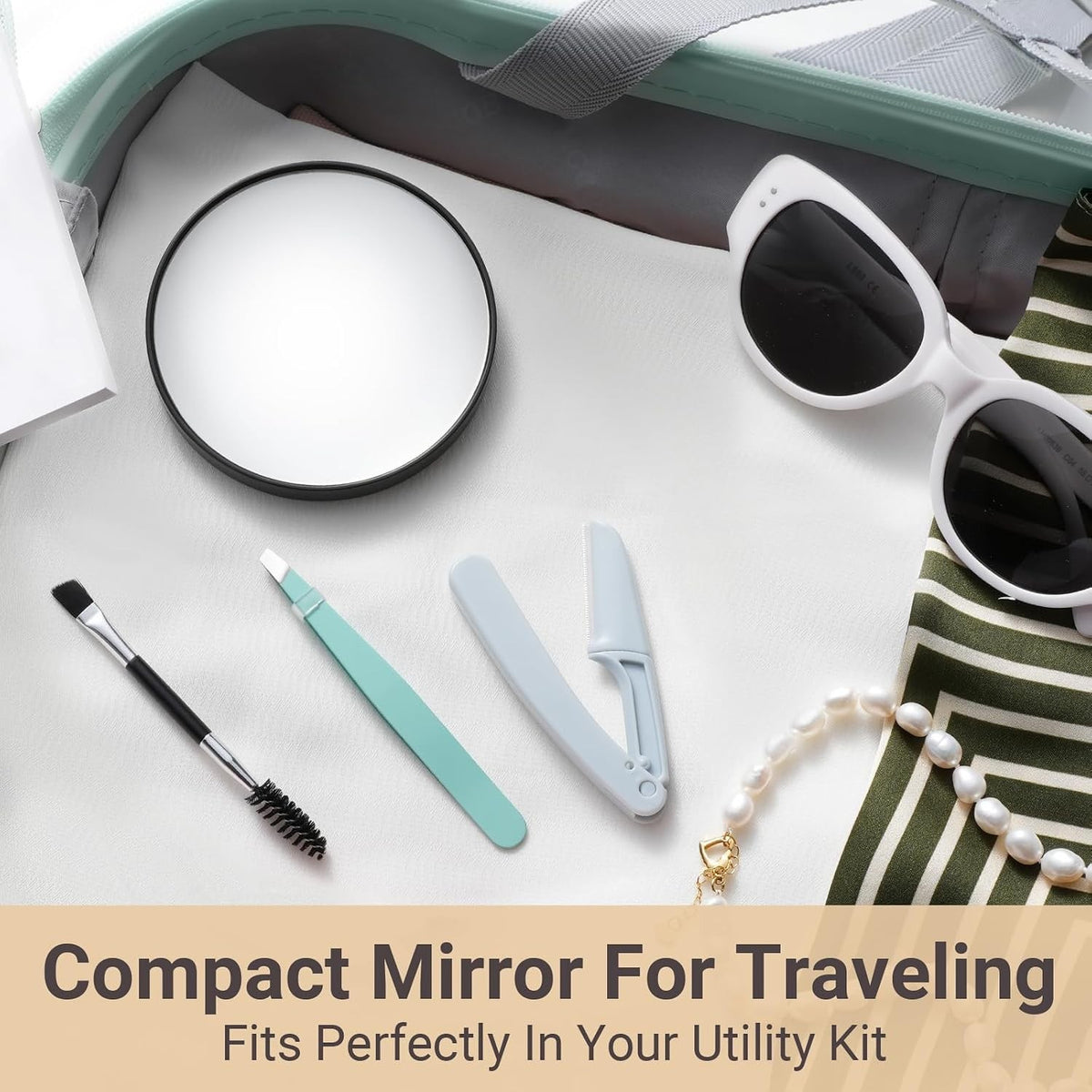 20X Magnifying Travel Mirror with Suction Cups - Small Vanity Mirror for Makeup & Grooming