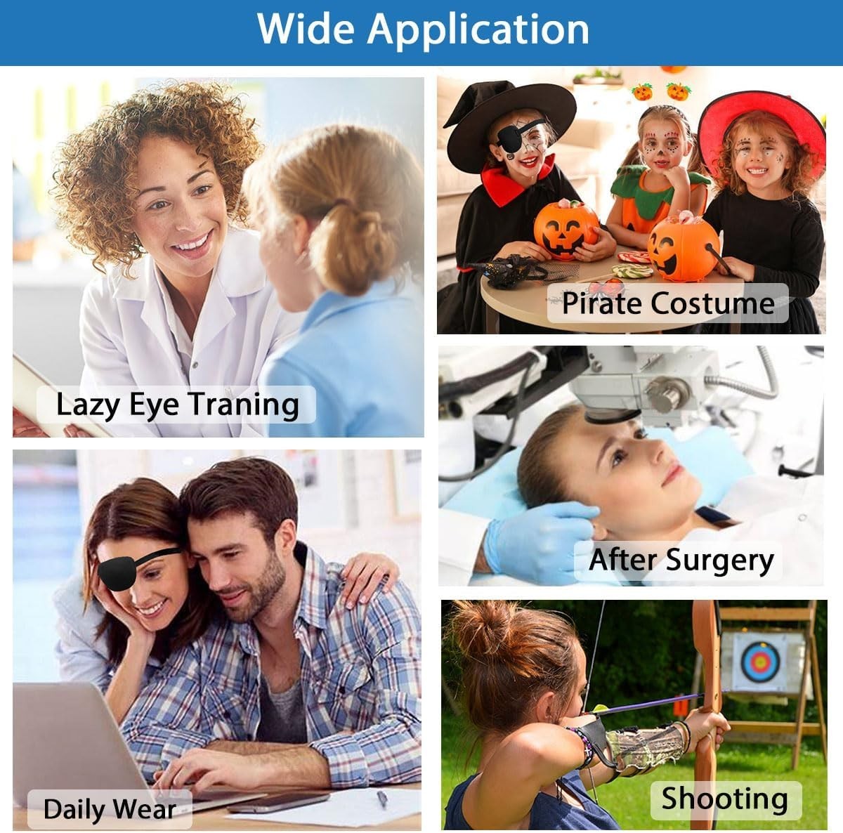 Adjustable Medical Eye Patches for Adults and Kids - Amblyopia & Lazy Eye Cover, 2 Pack