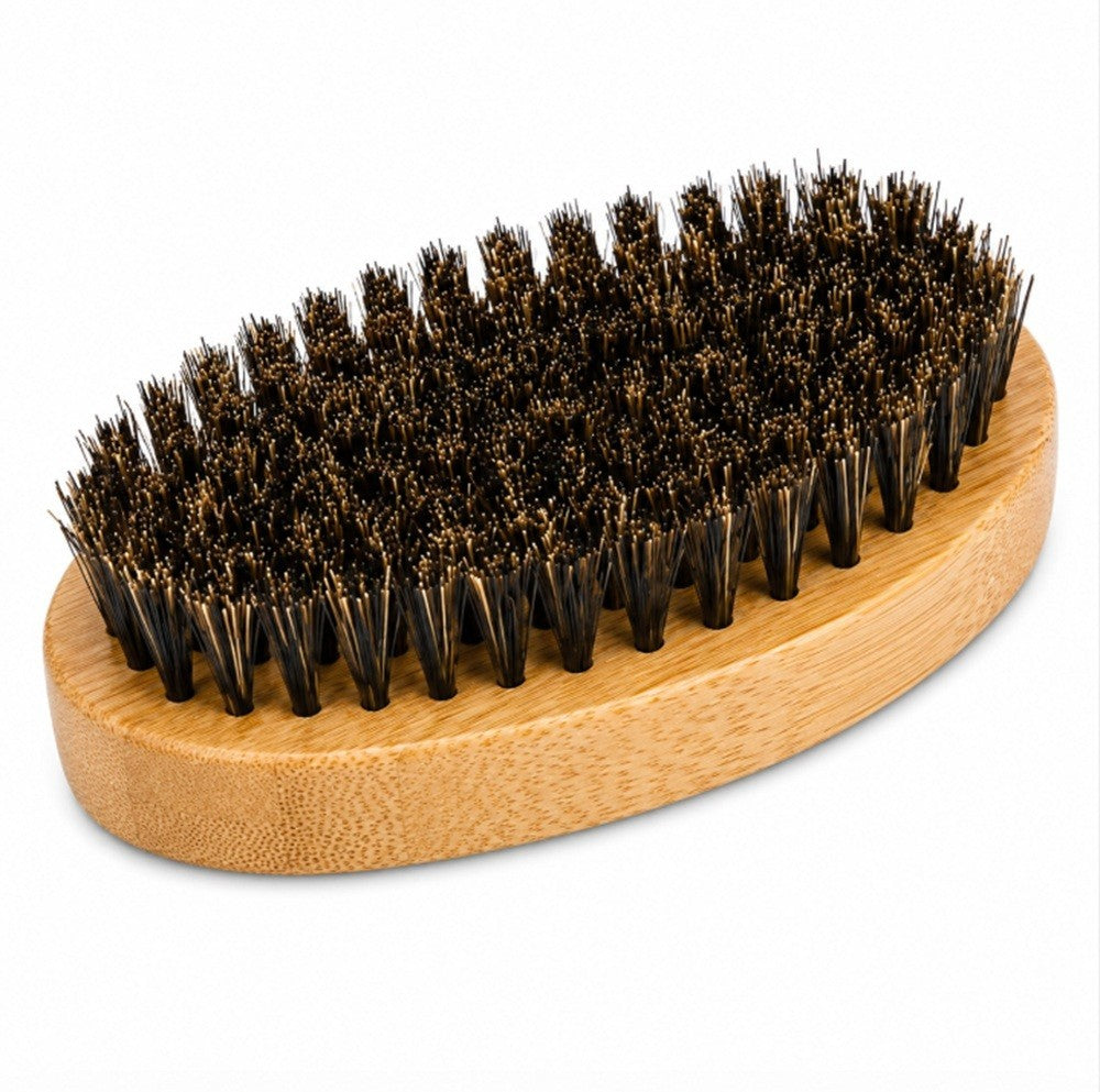 Men's Boar Bristle Beard & Mustache Brush with Wooden Handle - Travel Size Grooming Tool