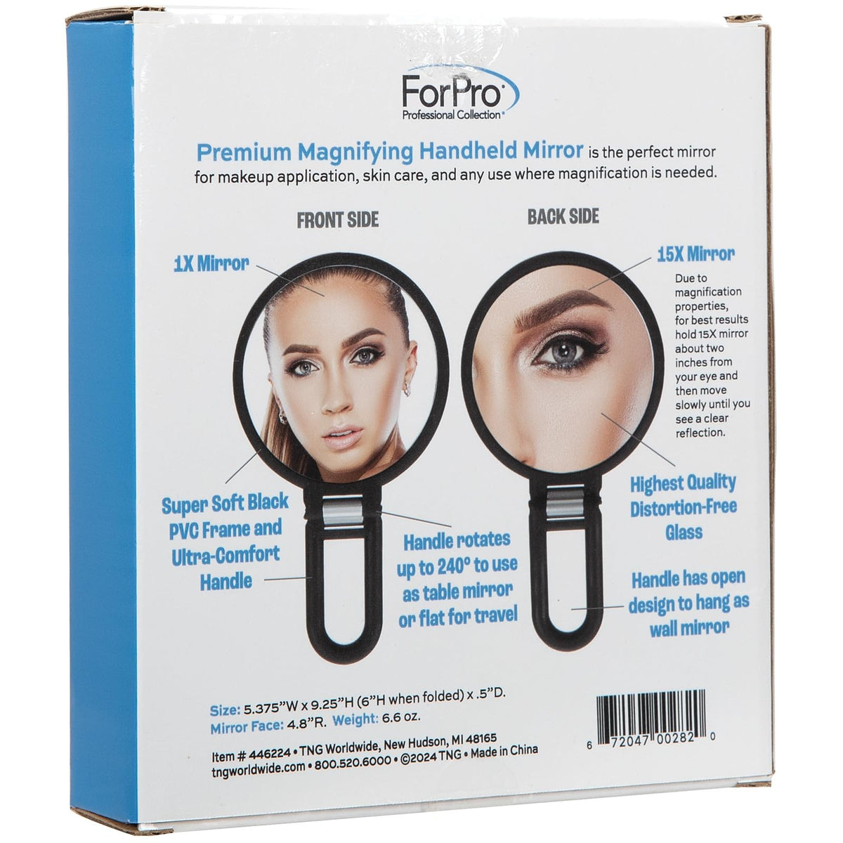 Magnifying Handheld Mirror 1X/15X with Folding Travel Design