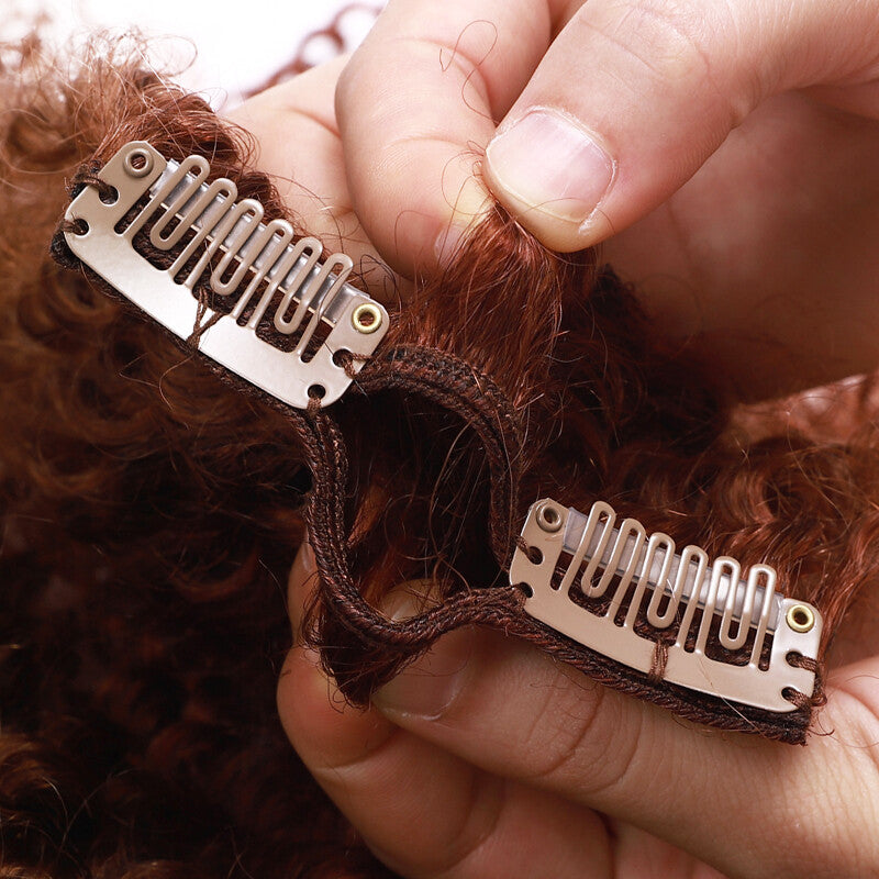 Double Weft Clip-In Afro Kinky Curly Human Hair Extensions Full Head