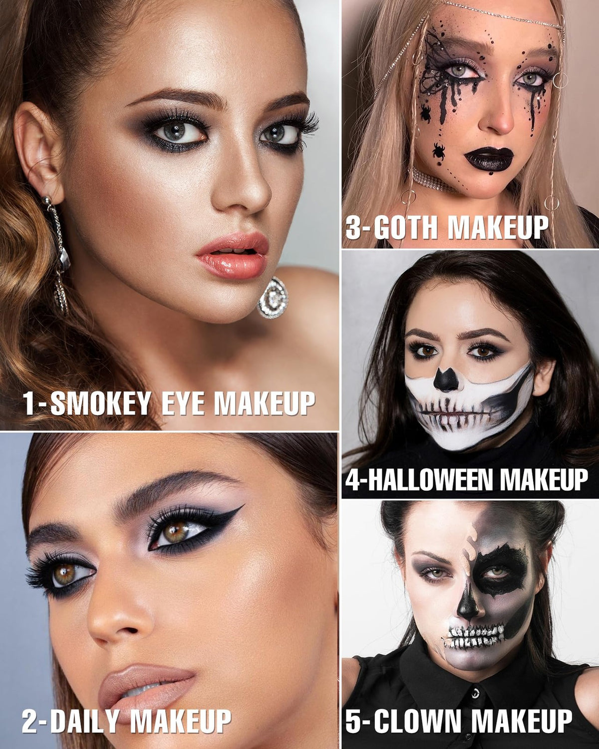 Black Smoky Eye Shadow Palette - 9 Matte and Shimmer Shades for Bold Looks