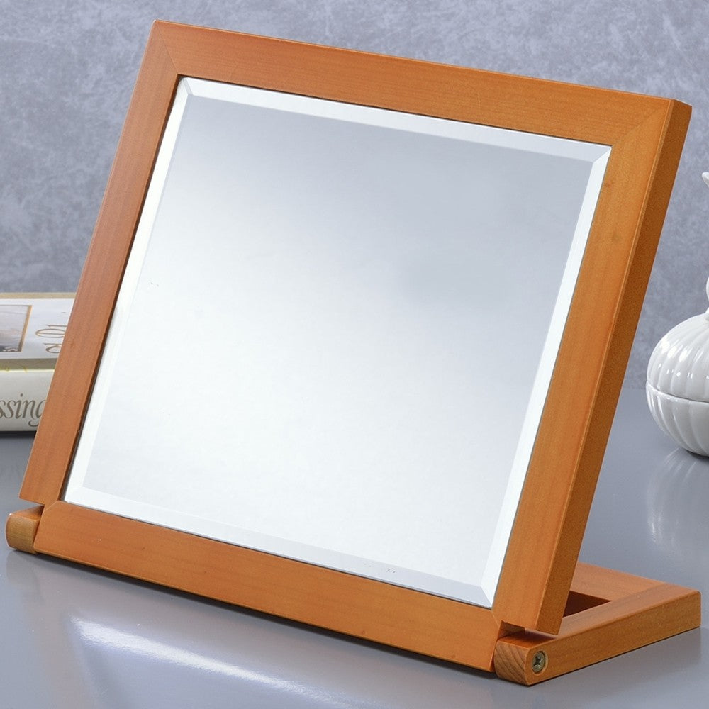 8-Inch Adjustable Polyresin Makeup Mirror with Walnut Finish