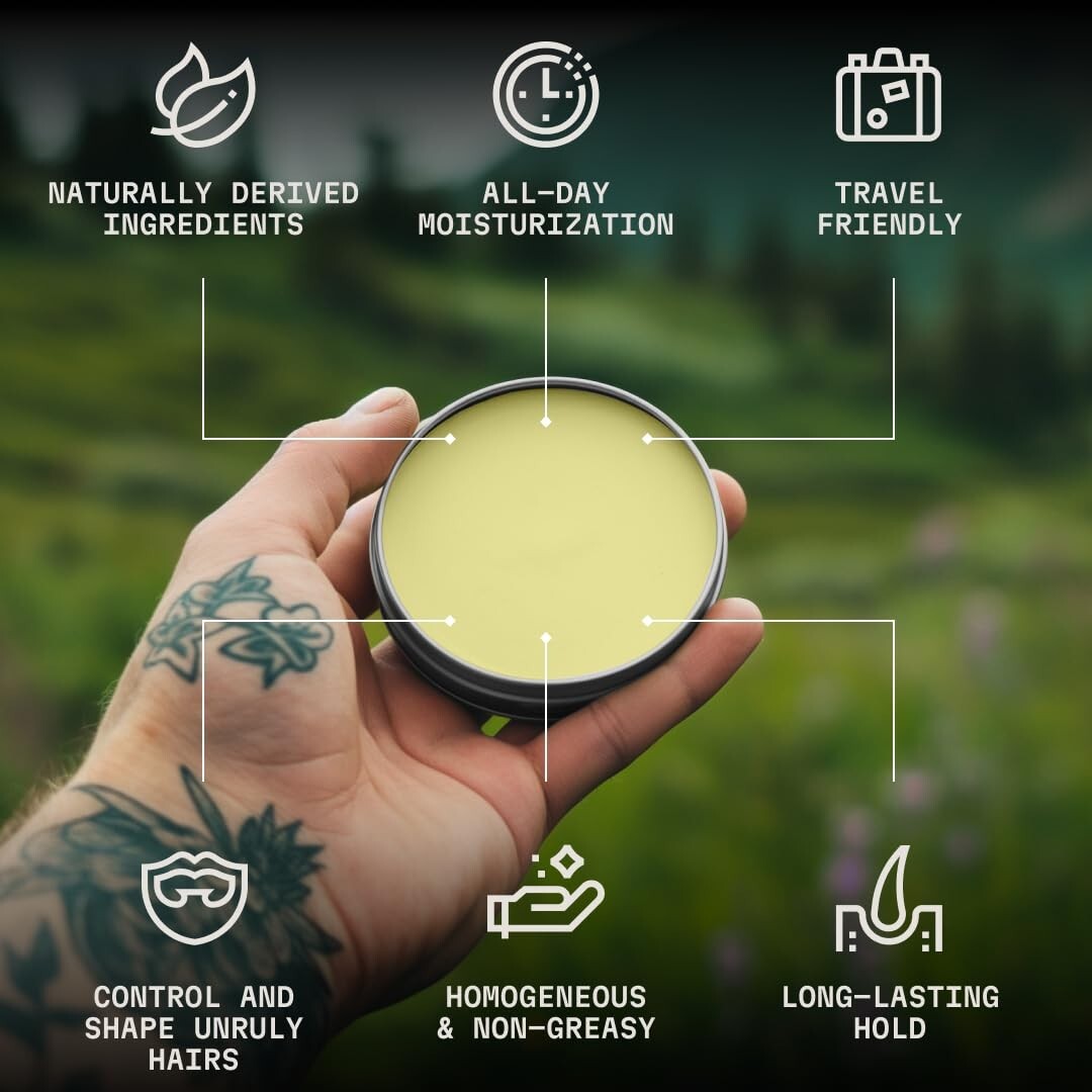 Strong Hold Mustache Wax Tin 1.7Oz Fragrance-Free Travel Grooming
