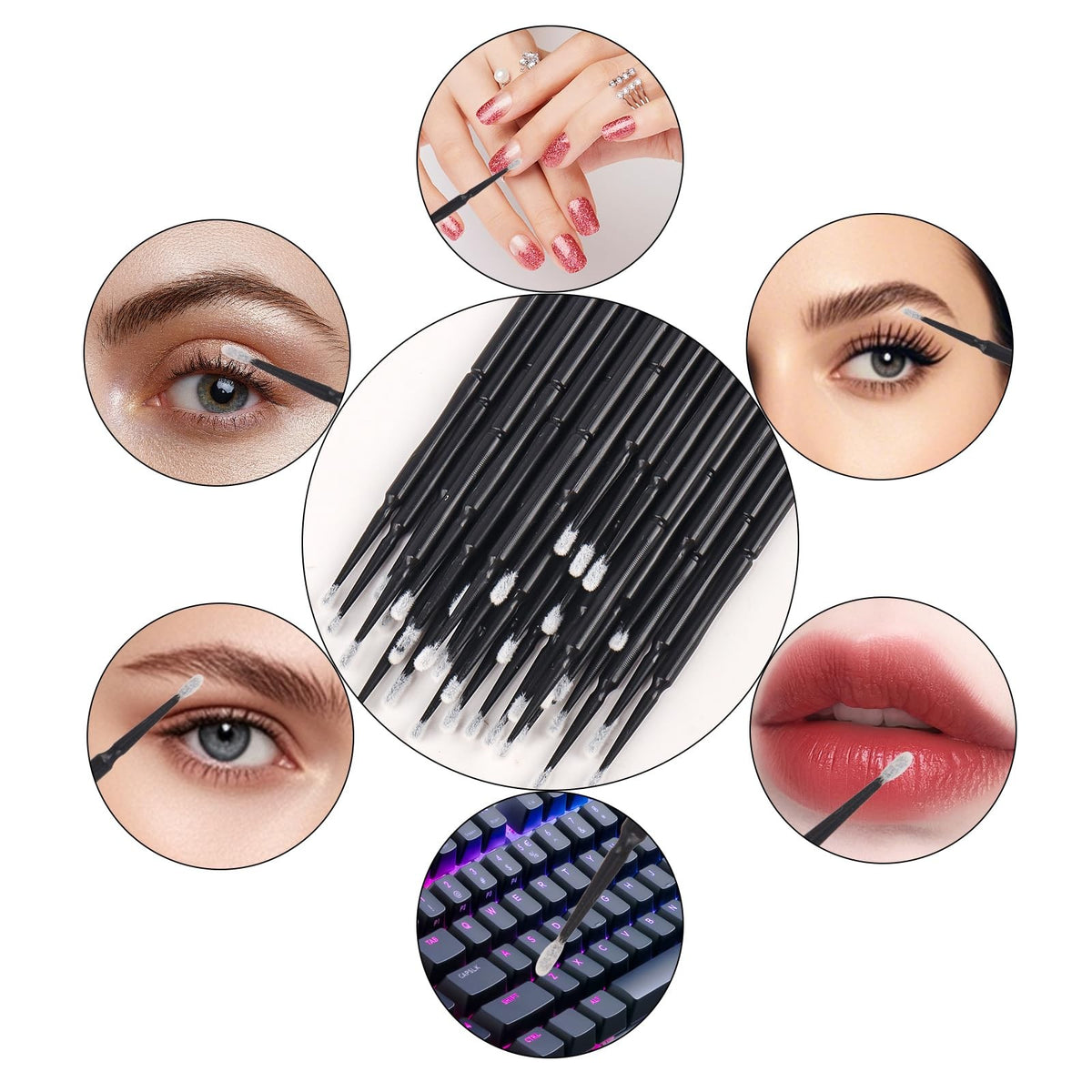 Disposable Micro Applicator Brushes for Makeup & Eyelash Grafting - 100 Black