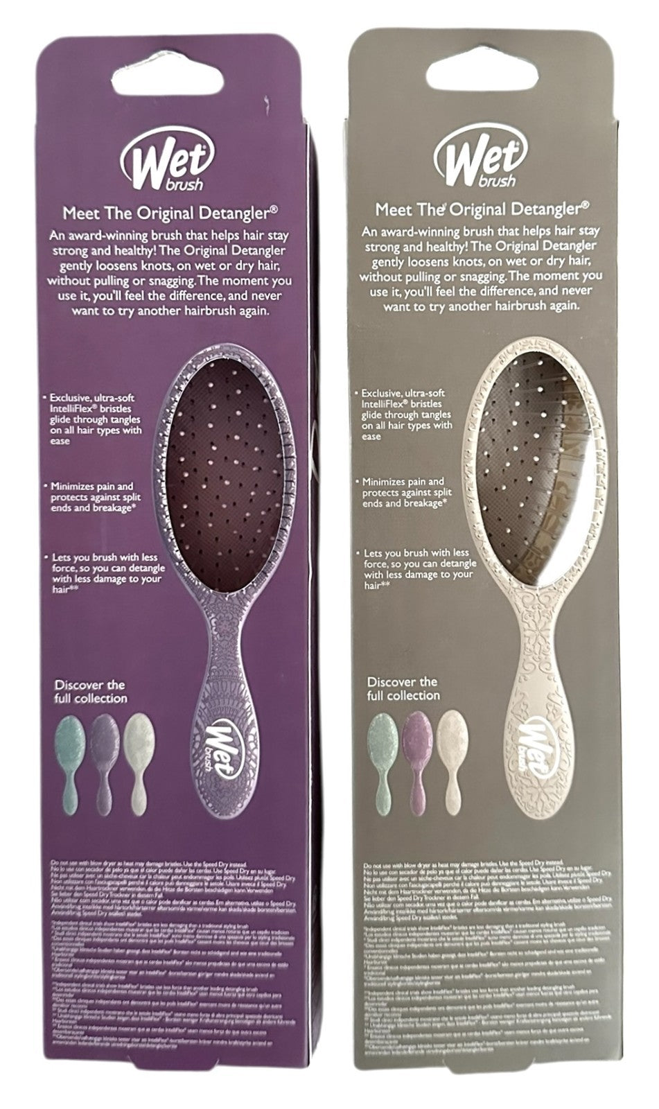 Wet Brush Detangler Hair Brush Set - Cream & Purple, 2 Pack