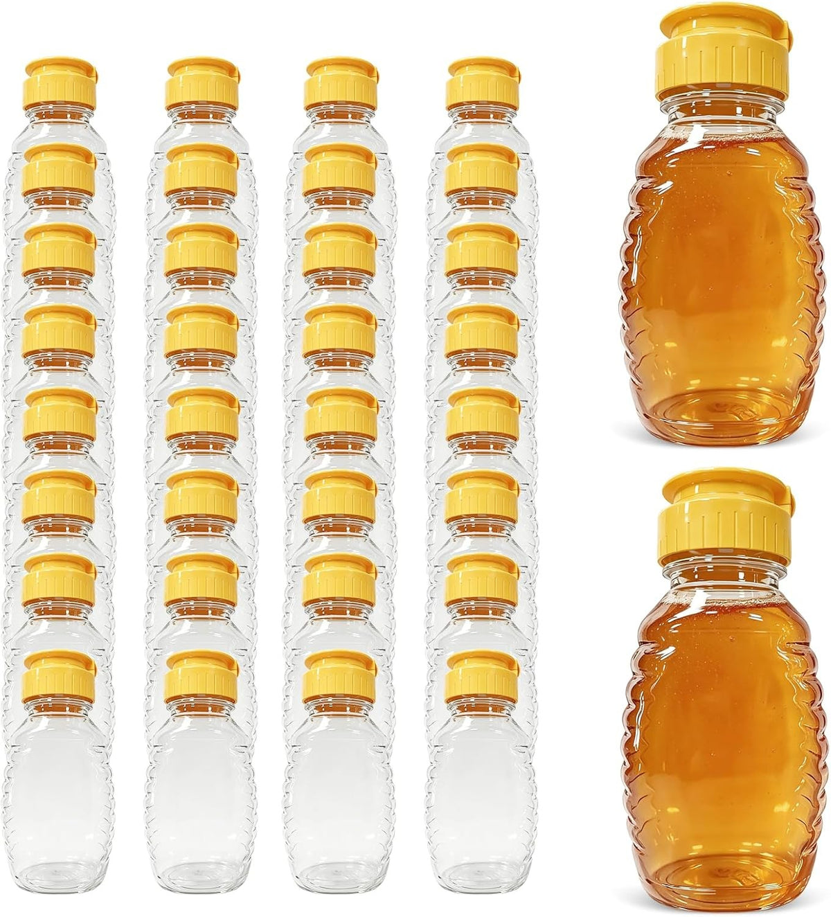 32 Pack Food-Grade Refillable Honey Bottles with Leak-Proof Flip Lids