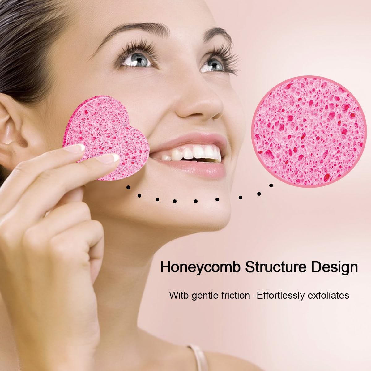 50 Count Heart-Shaped Natural Cellulose Facial Sponges for Gentle Daily Cleansing