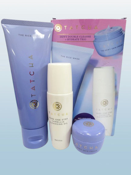 Dewy Double Cleanse & Hydrate Skincare Trio Set - Face Cleansing & Moisturizing