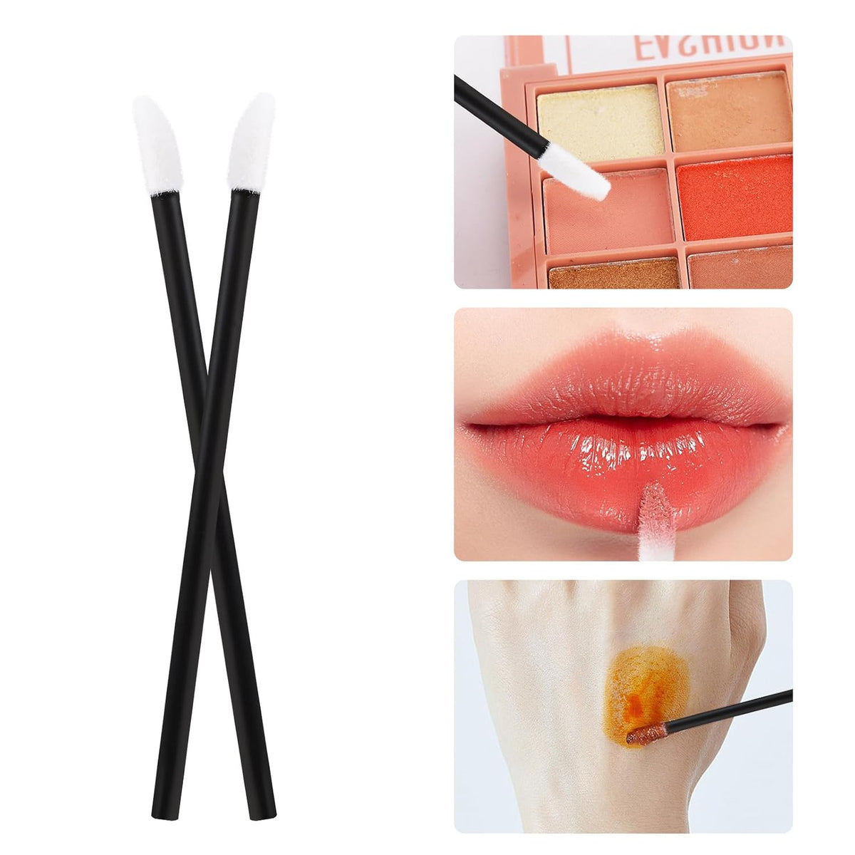 Disposable Lip Brush Set - 300 Makeup Applicator Wands for Lipstick & Gloss