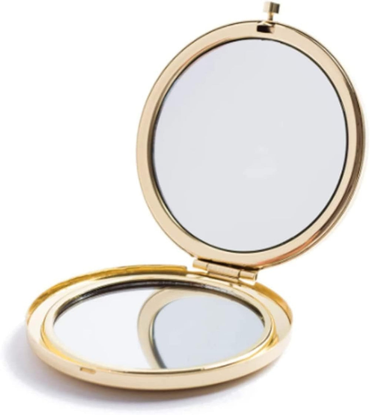 Mini Folding Double-Sided Makeup Mirror with Magnification for Purses - Gold