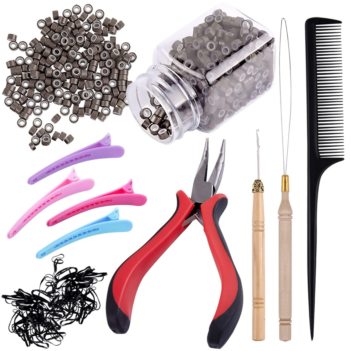 Hair Extension Tool Kit 500 Pcs Dark Blonde