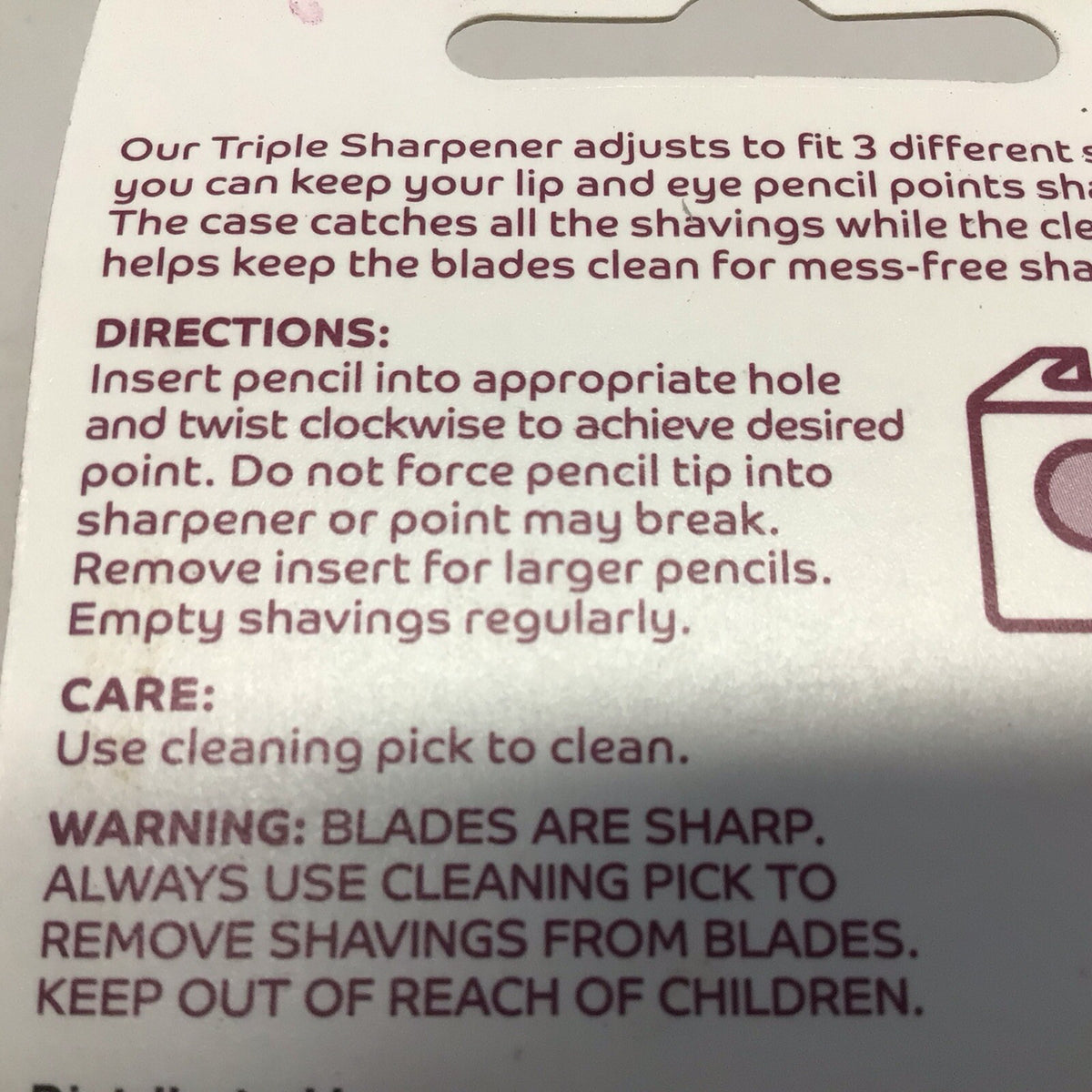 Triple Sharpener for 3 Sizes - Kitchen & Craft Tool with Cleaning Pick
