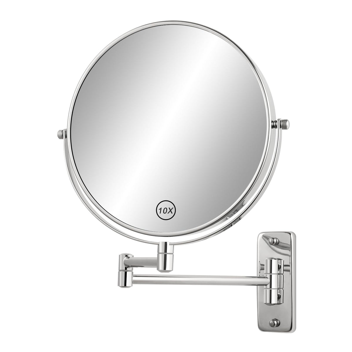 8-Inch Wall Mounted Makeup Mirror with 1X/10X Double Sided Magnification - Chrome