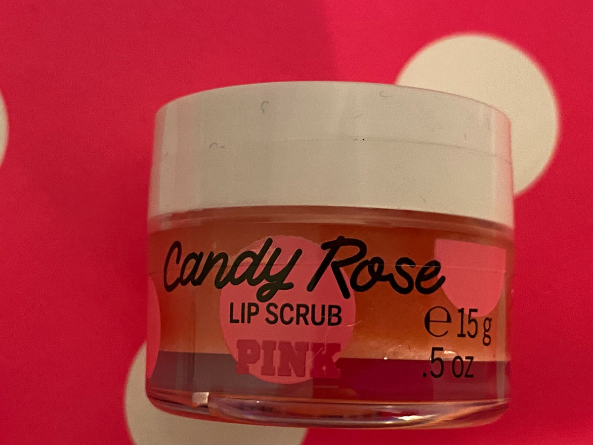 Lip Scrub Exfoliant for Dry Lips - Candy Rose Flavored, 5 oz / 15 g