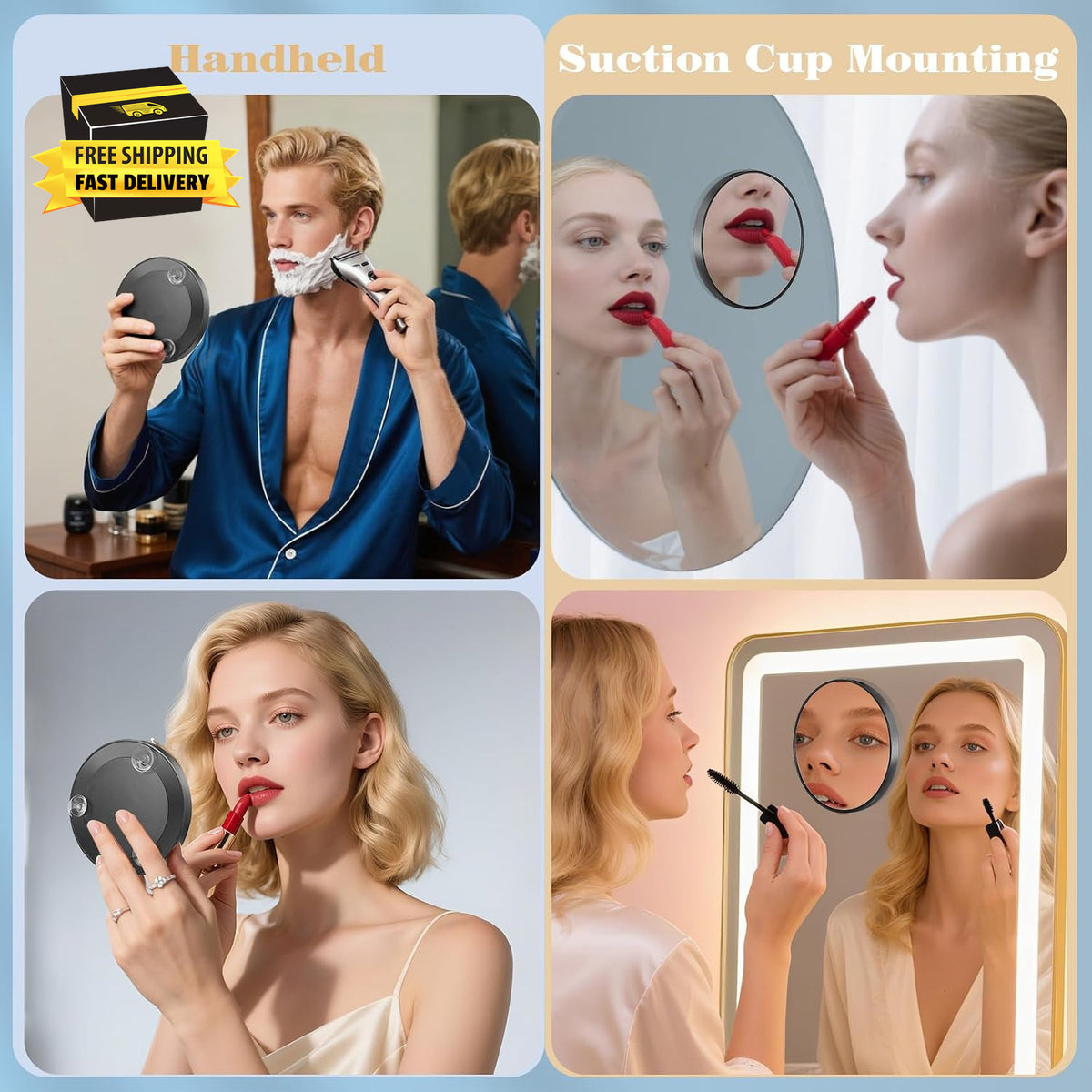30X Magnifying Makeup Mirror - 4.5 Inch Handheld Travel & Wall Mount