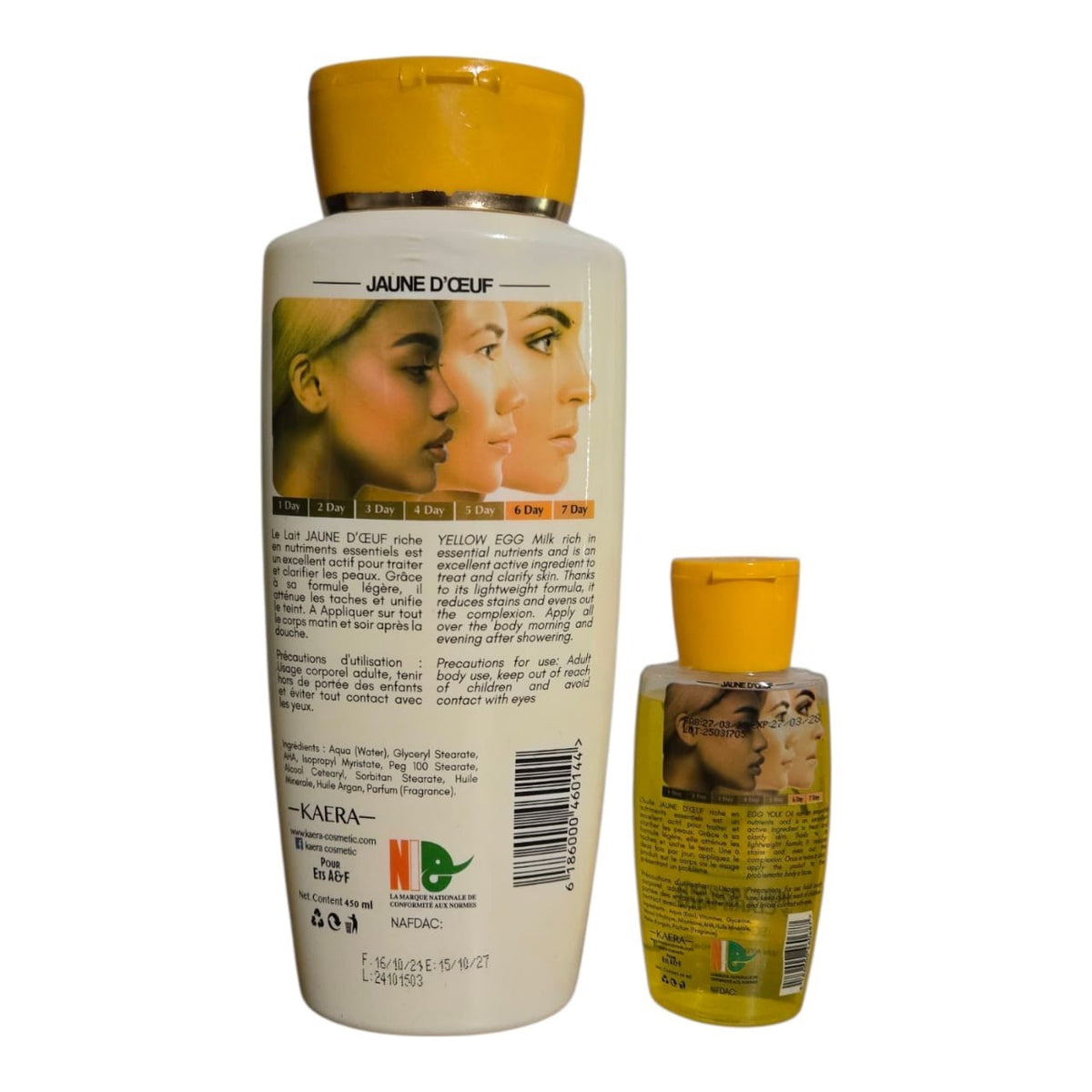 Egg Yolk Body Lotion & Oil Set - Nourishing Skin Care 450ml + 60ml