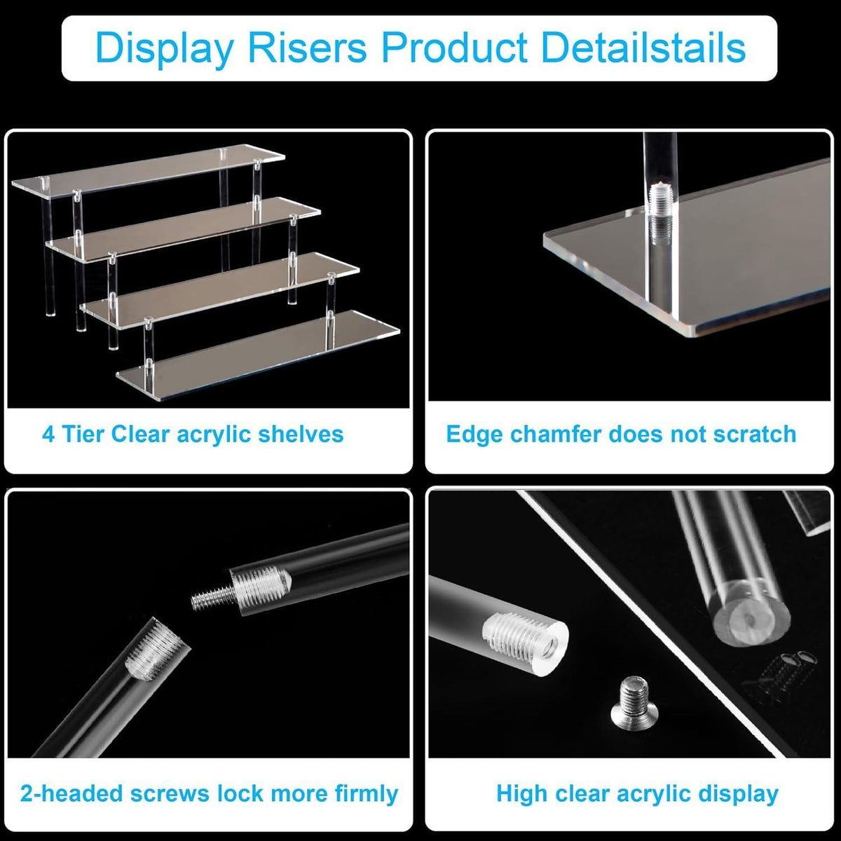 4-Tier Clear Acrylic Organizer Display Stand for Perfume, Cosmetics & Funko Pop