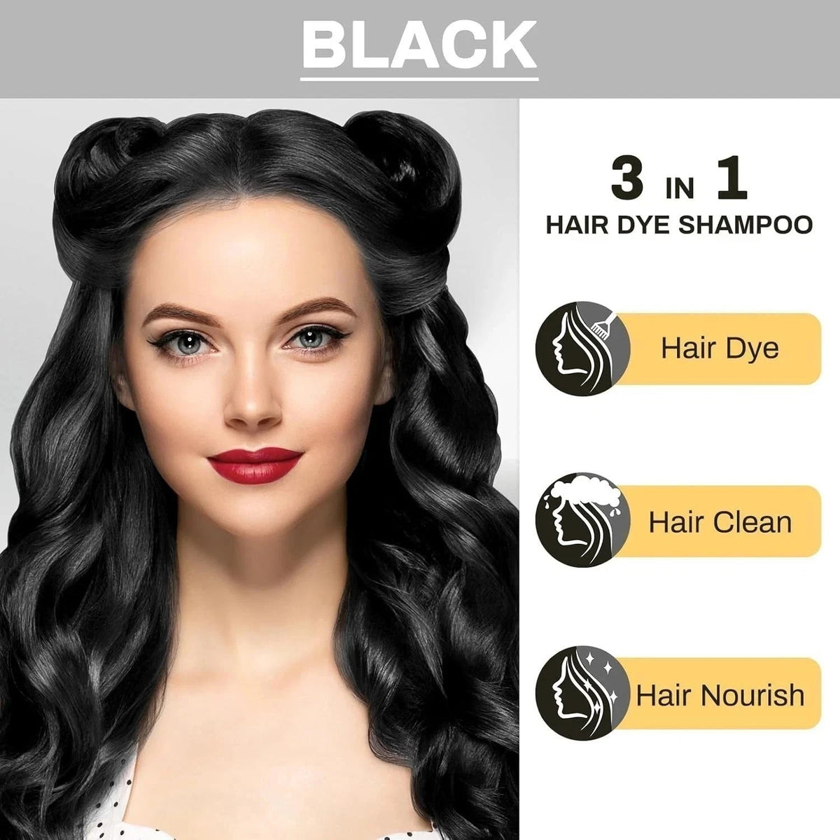3-in-1 Hair Dye Shampoo – Plant-Based Gray Coverage, 500ml