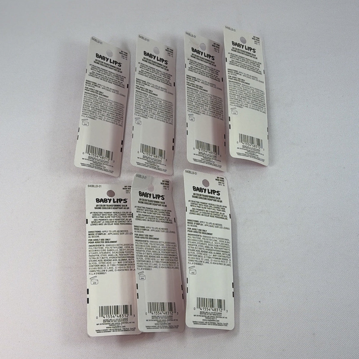Set of 7 Moisturizing Lip Balms - Maybelline Baby Lips My Pink #01