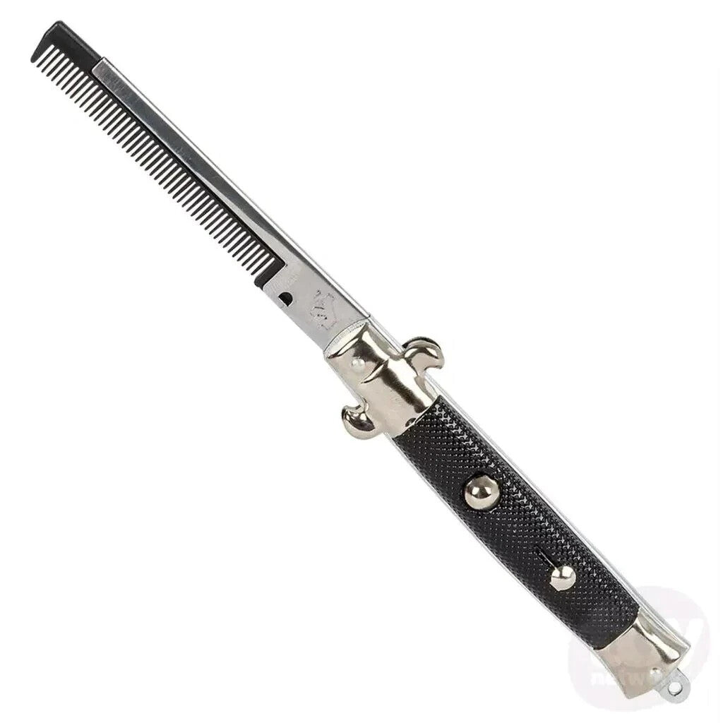 Push Button Automatic Pocket Hair Comb - 9 Inch Switchblade Style Accessory