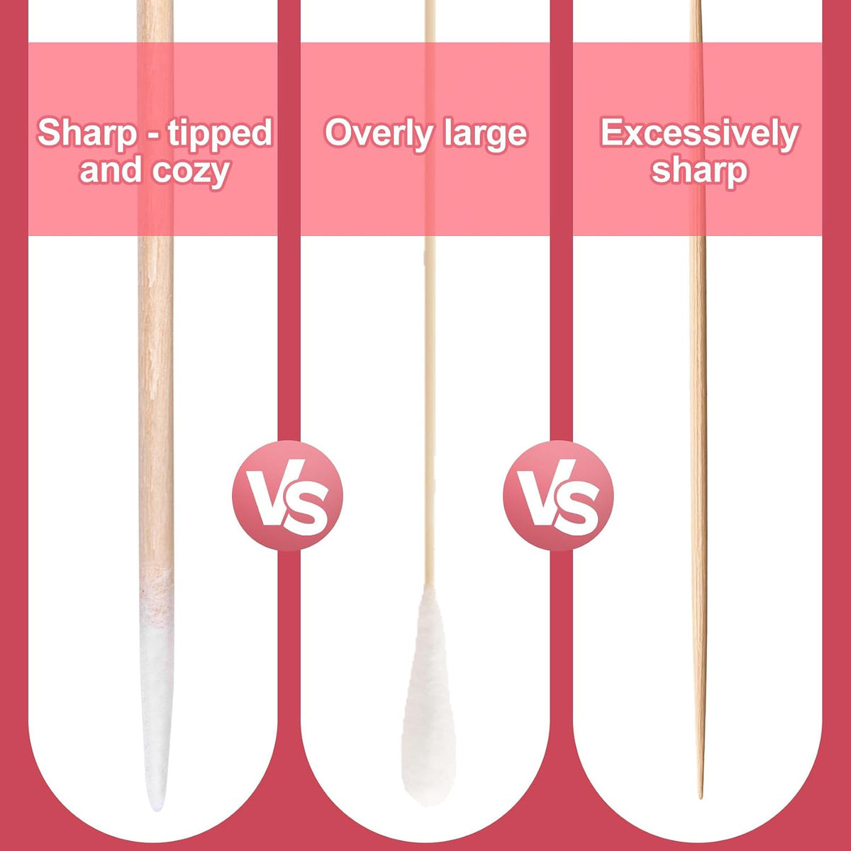 Pointed Cotton Swabs 2.75 Inch — Wooden Sticks for Makeup, Tattoo & Nail Art (300 Pack)